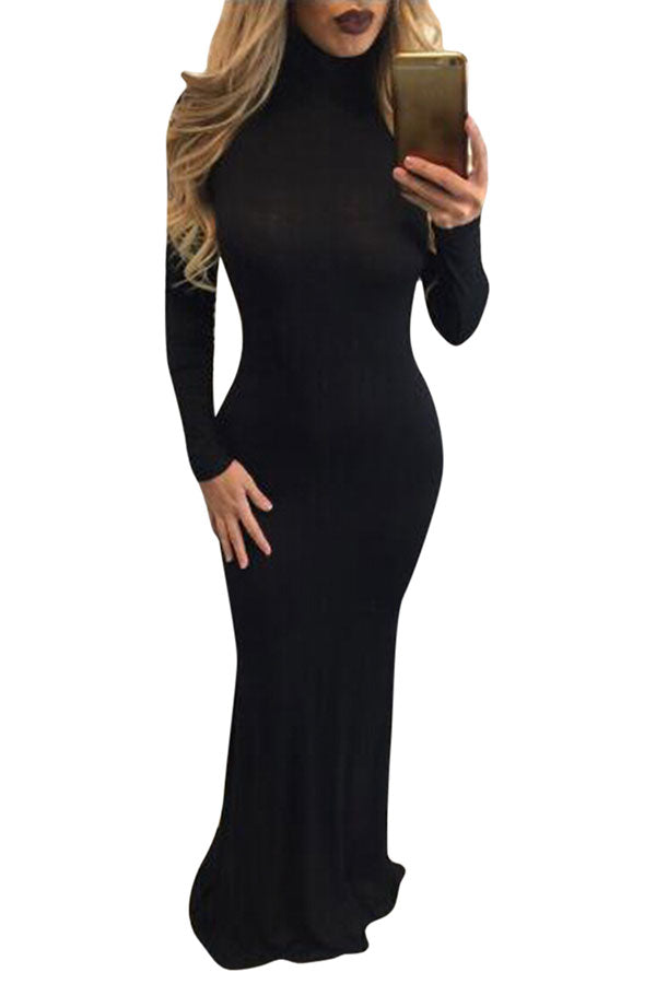 plain black maxi dress with sleeves