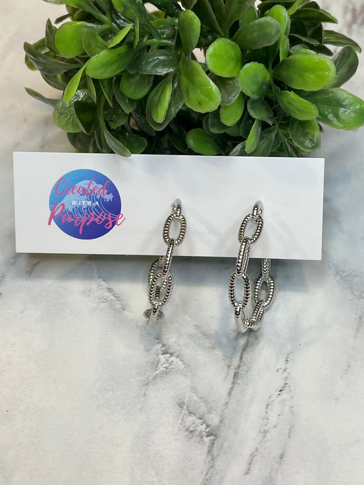 Silver Chain Hoops