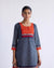 Yoke Kurti Indigo Cream Orange (9141838643499)