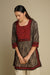 Yoke Kurti Grey Maroon (8163176644907)