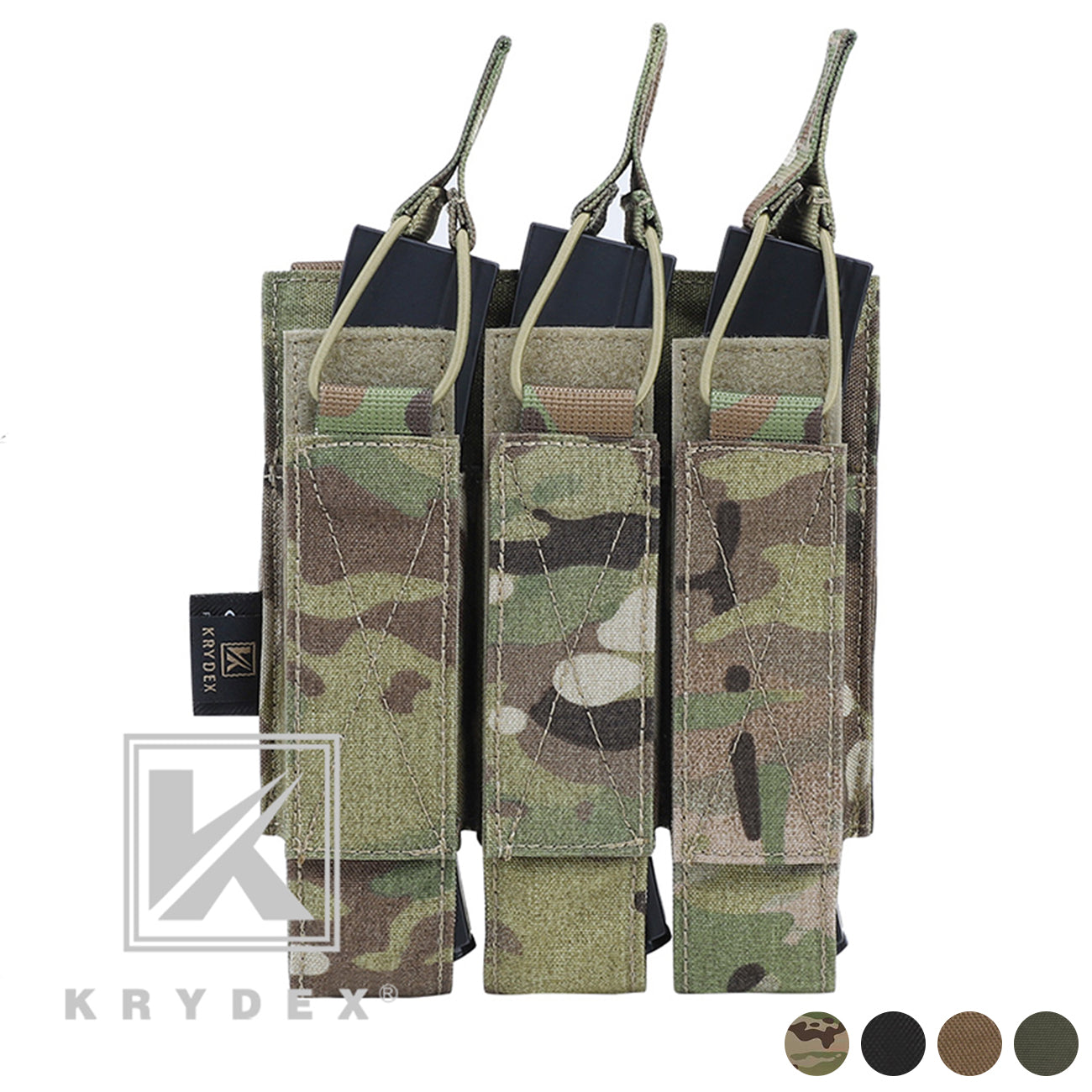 KRYDEX Tactical Triple Submachine Magazine Pouch Mag Carrier Holder MOLLE BLACK 
