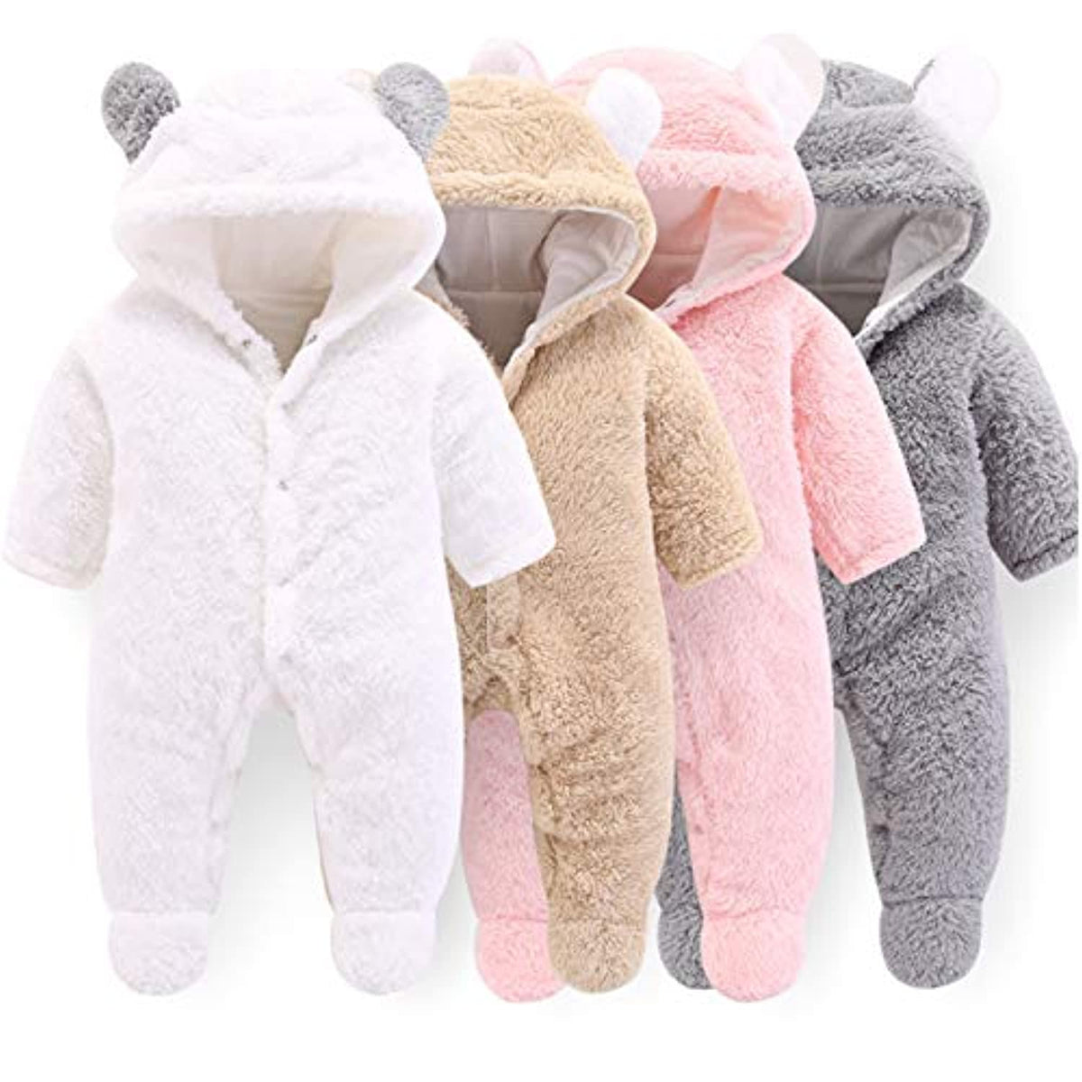 Sameno Newborn Baby Cartoon Bear Winter Snowsuit 0-1 T Faux Fur Jacket Romper Hoodie Snow Coat Infant Bodysuit Jumpsuit