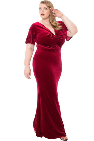 Robe en velours extensible avec noeud sur le devant et col en v profond 52677. Disponible sur RACKI.FR, FRANCE.