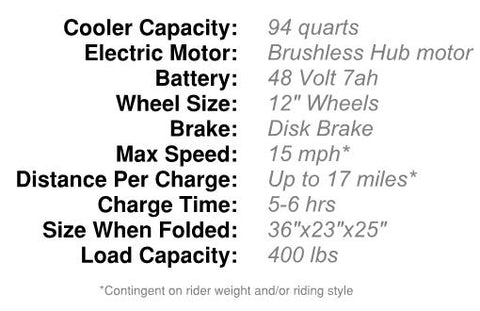 Kreweser Motorized Cooler Specs