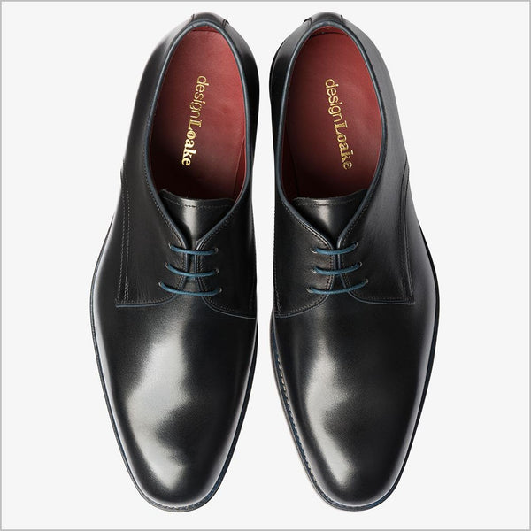 Loake Drake Black Plain Tie Derby Shoe 