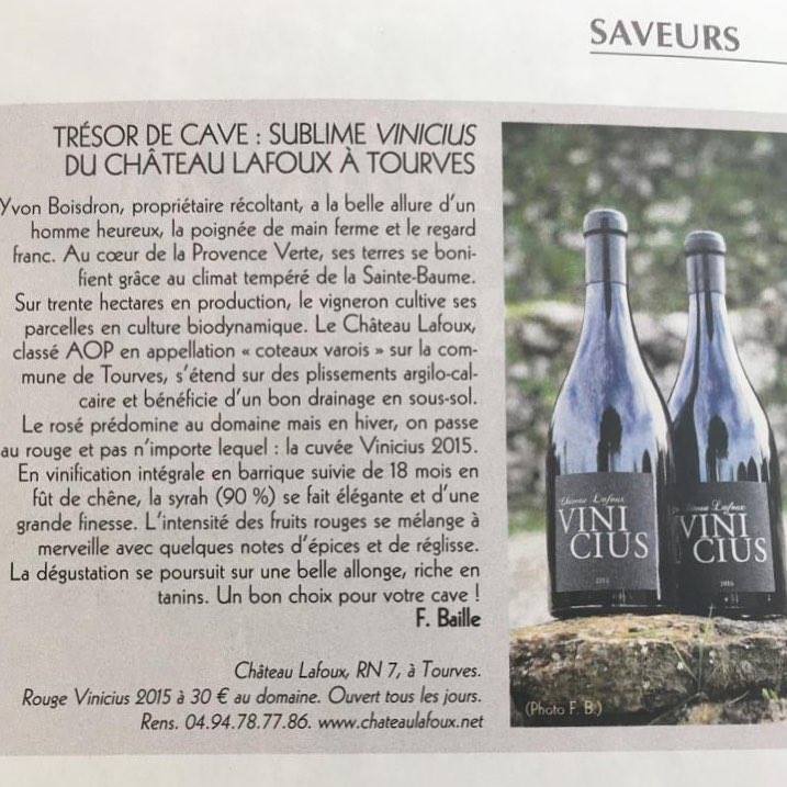 Article Var Matin, Château Lafoux, janvier 2019