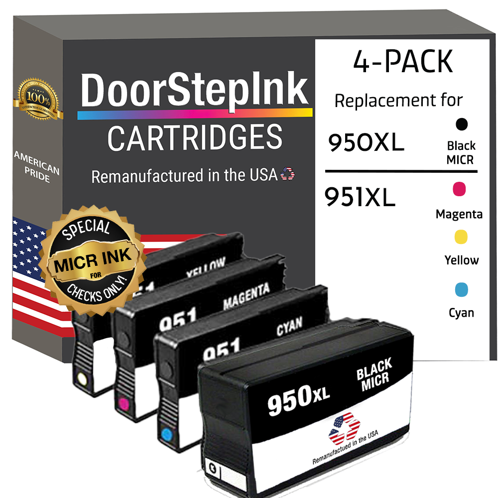 Sindssyge kapok kokain DoorStepInk Brand for HP 950XL 1 Black MICR / 951XL 3 Color 4-pack Rem