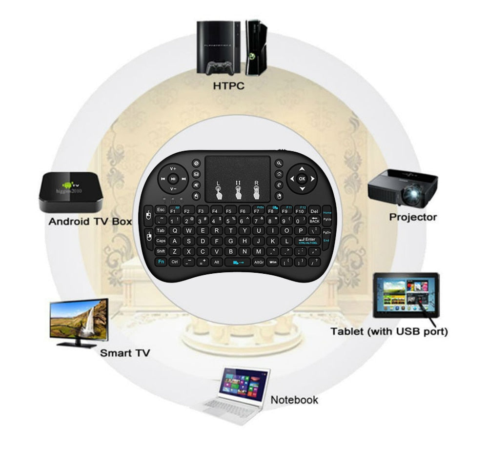 Wechip i8 Russian English Version 2.4GHz Wireless Keyboard Air Mouse With Touchpad Handheld Work With Android TV BOX Mini PC 18