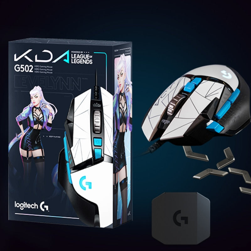 Logitech G502 Hero KDA Wired Gaming Mouse 25K Optics Sensor 25600 DPI LOL Ergonomic Game Mice High Precision Support Laptop