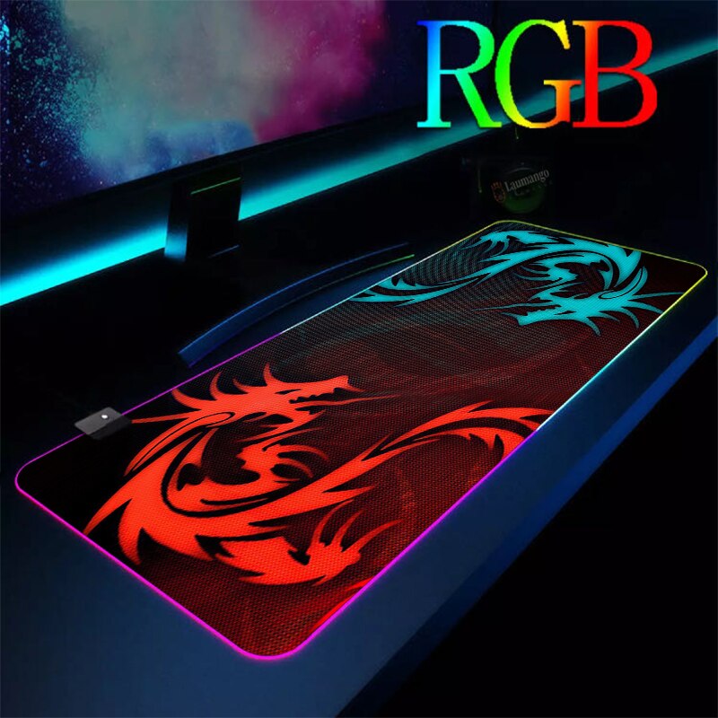 RGB MSI Mouse Pad High Quality Dragon Logo HD Printed tapis de souris gamer Mousepad Large Desk Durable 90x40cm xl xxl Table Mat