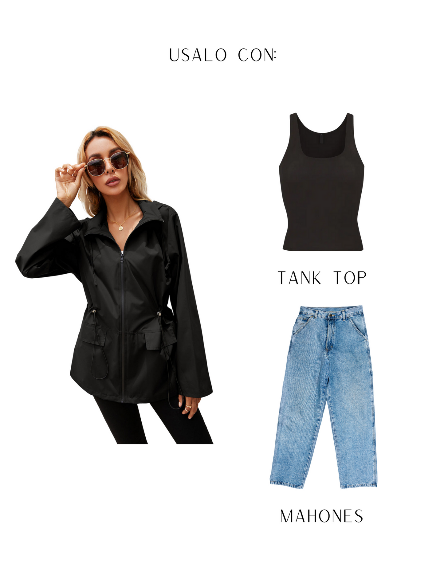 Drawstring Elastic Waist Hoodie Jacket