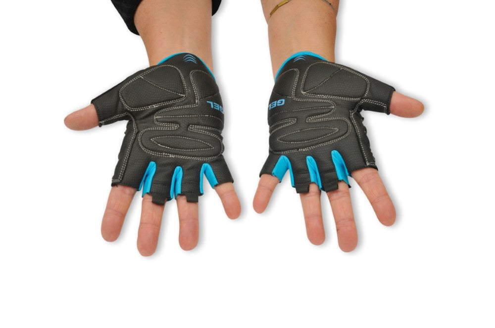 KRATOS - Blue Half Finger Workout / Cycling Gloves For Women & Men | Anti-Slip & Waterproof | Breathable Material | Half Finger Bicycle Riding Gloves | Adjustable Wrist Strap | Different Variations Available - Kratoss.com