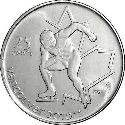 SPEED SKATING QUARTER .25¢ COIN 2010 VANCOUVER CANADA WINTER OLYMPIC 