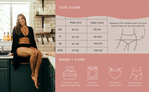 Hip Hugger Period Underwear Size Chart - VOXAPOD®