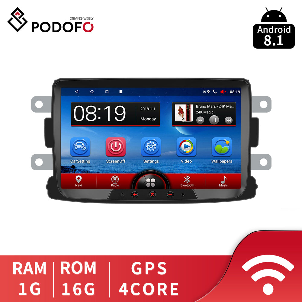 PODOFO Car Multimedia Android 8.1 Car Radio Autoradio 8'' HD