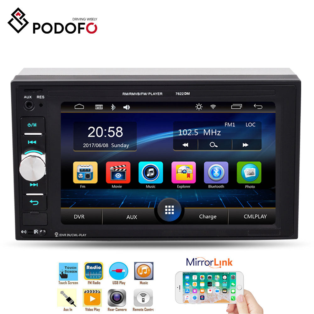 verpleegster Eik Identiteit PODOFO Car Multimedia Player Universal 2 din Audio Stereo Radio 6.2" M