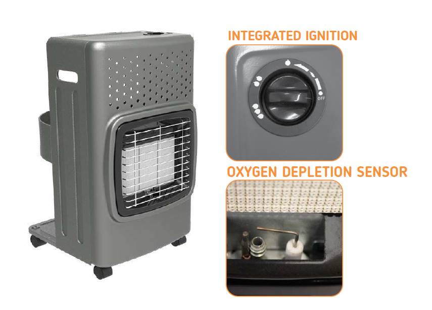 ALVA 3 Panel Luxurious Infrared Gas Heater Grey