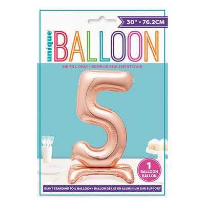 Rose Gold Number Shaped Standing Foil Balloon 30" 5