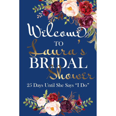Customizable Yard Sign / Lawn Sign Welcome Bridal Shower Navy Floral