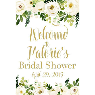 Customizable Yard Sign / Lawn Sign Welcome Bridal Shower Floral Ivory