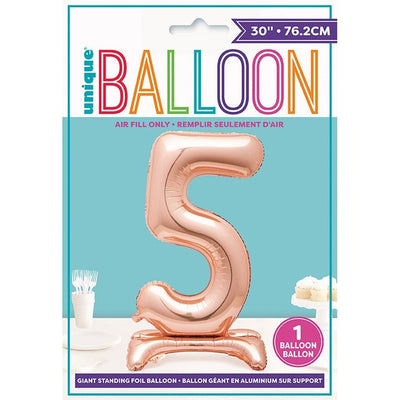 Rose Gold Number Shaped Standing Foil Balloon 30" 5