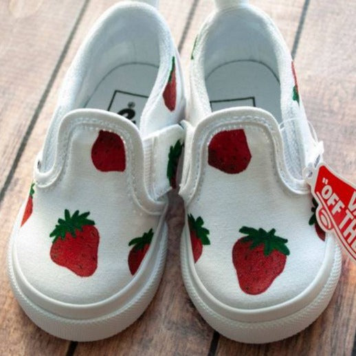 Strawberry Slip On Vans | Custom Vans – With Paint