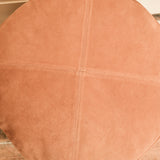 TAN 'CRANE' LEATHER & SUEDE POUFFE