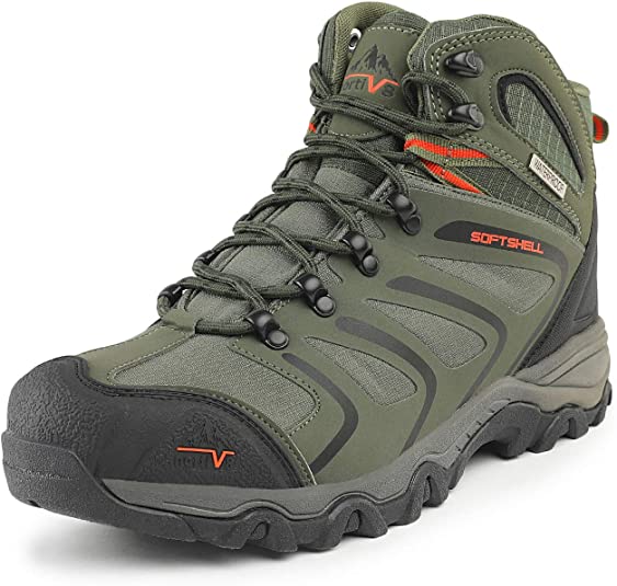 NORTIV 8 Men's Leather Waterproof Hiking Boots Mid Ankle Trekking Mountaineering Outdoor Boots 