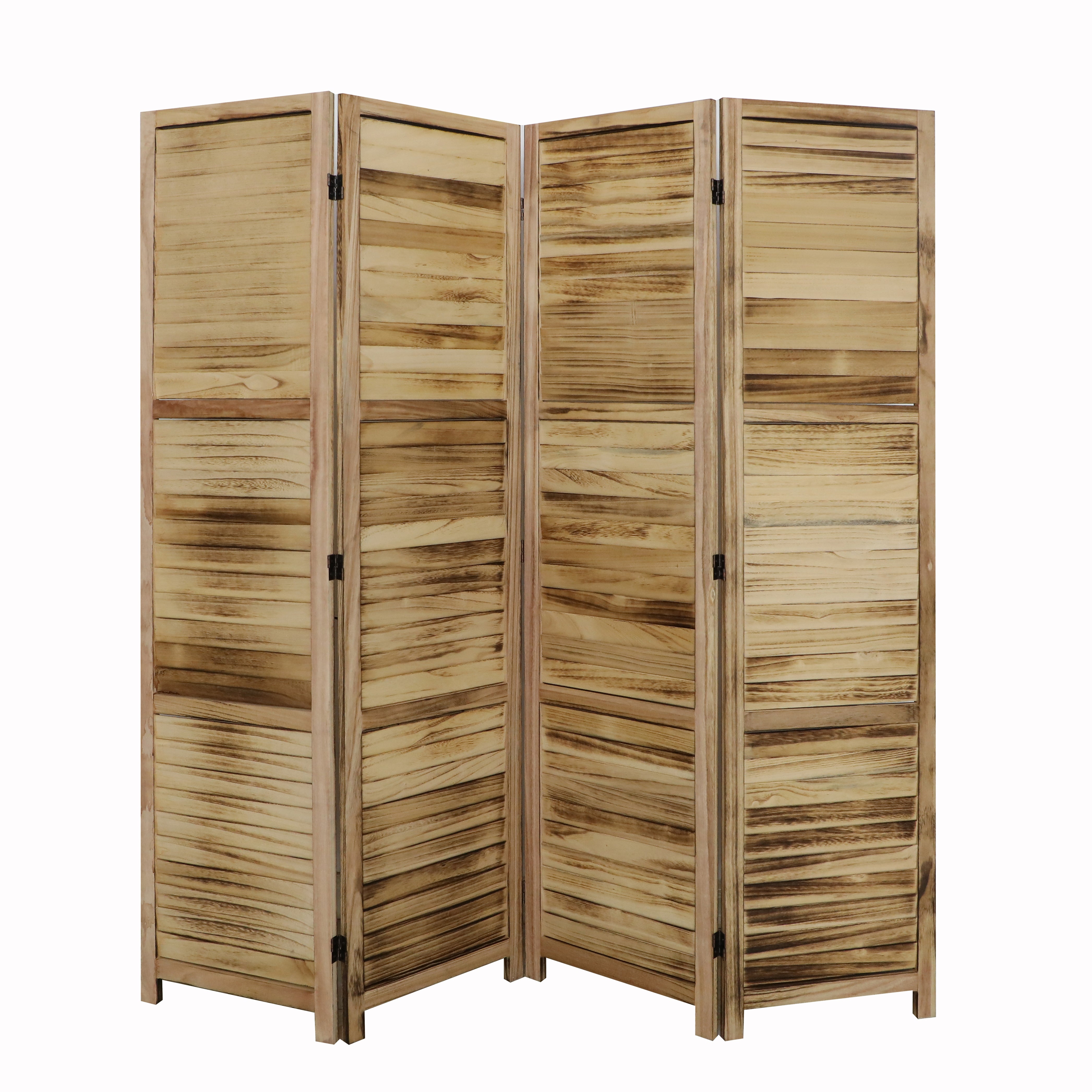 natuurkundige Zending Sanctie OUTLET Kamerscherm 4 panelen bruin hout 170x160cm – LW Collection