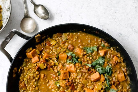 curried kabocha & lentil soup