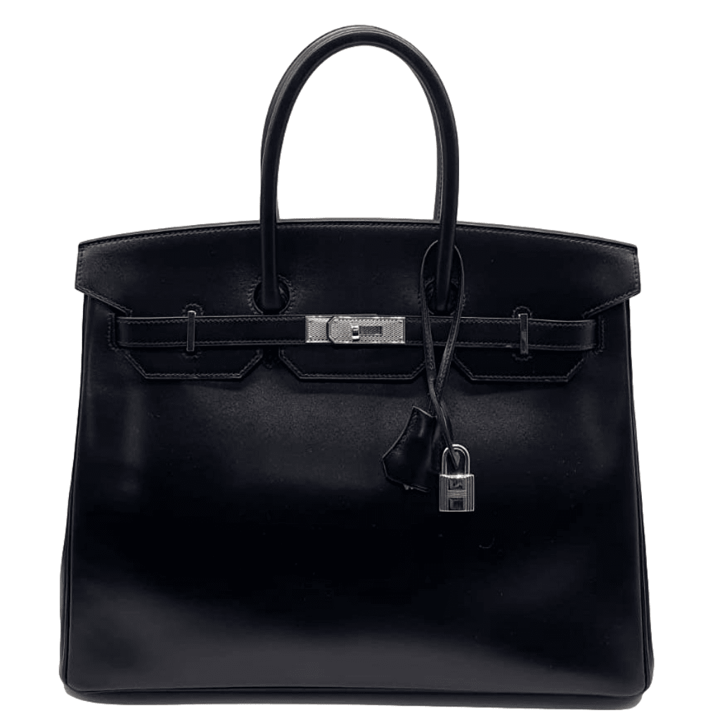 Birkin 35 Guilloche Black Box Leather 