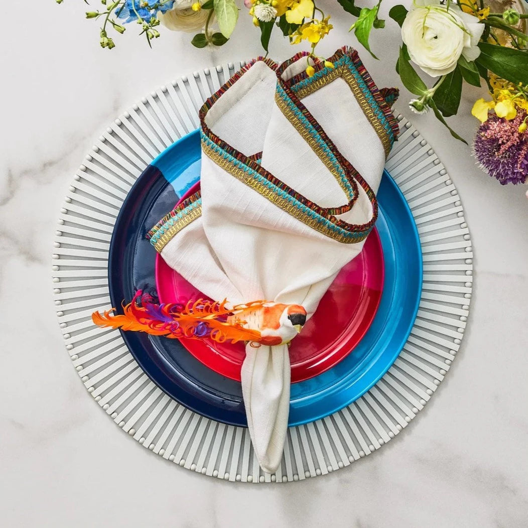 Chirp Napkin Ring in Pink & Orange (Set of 4)