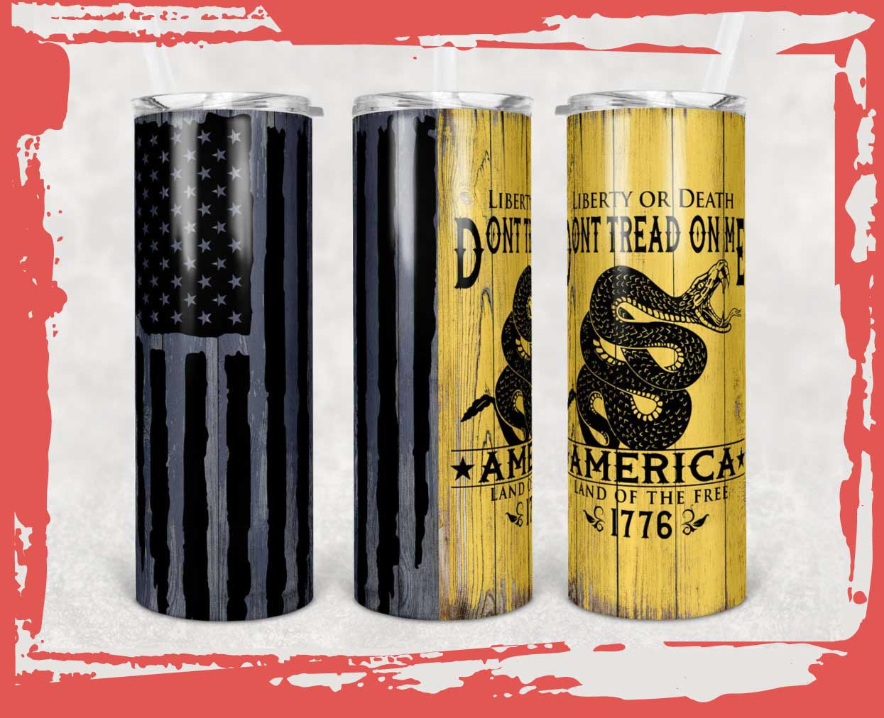 Download 20 oz Skinny Tumbler Sublimation Design Template Flag