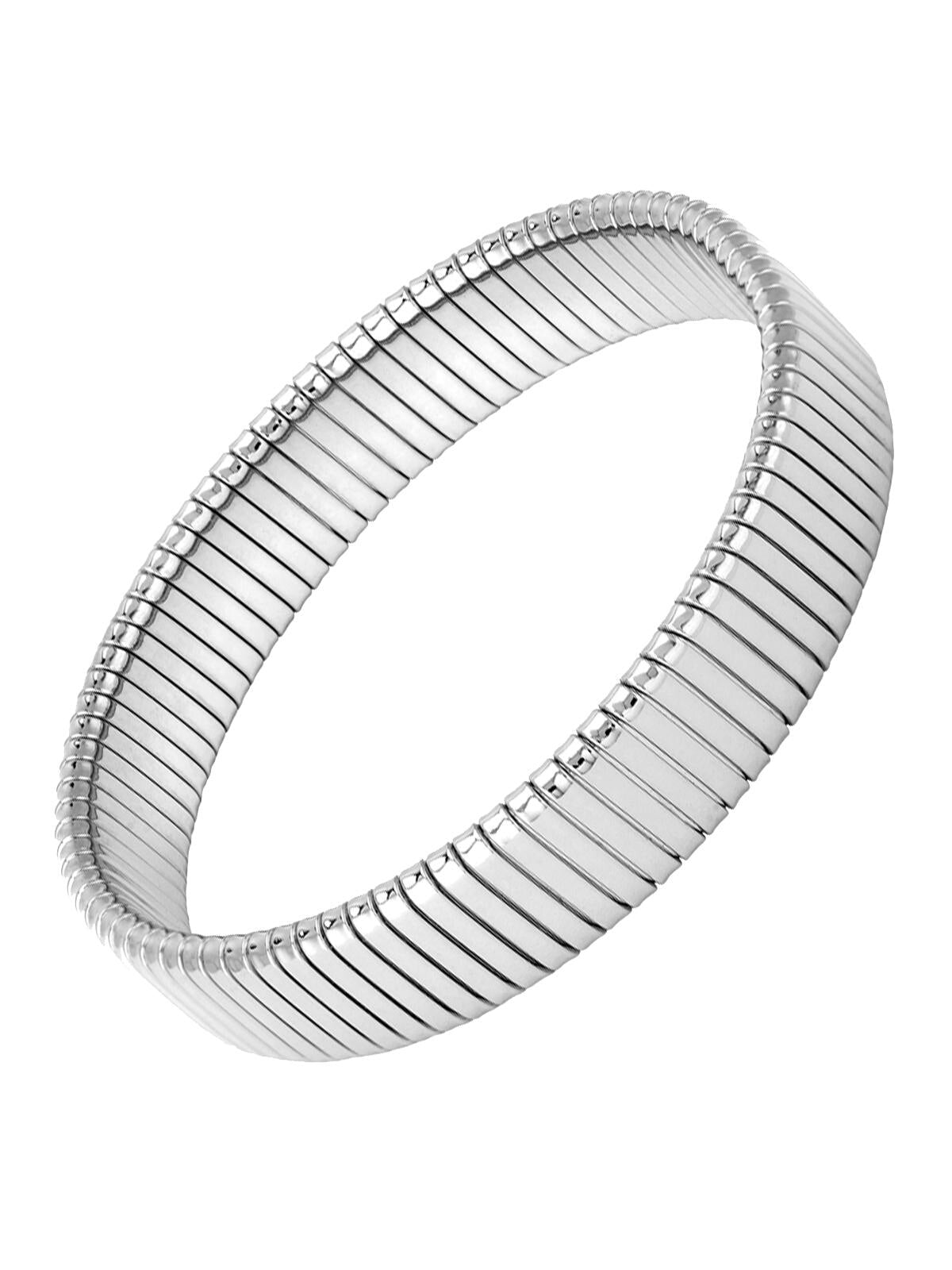Sterling Silver Rhodium Plated Modern Design Polished Cuff Bangle Bracelet 
