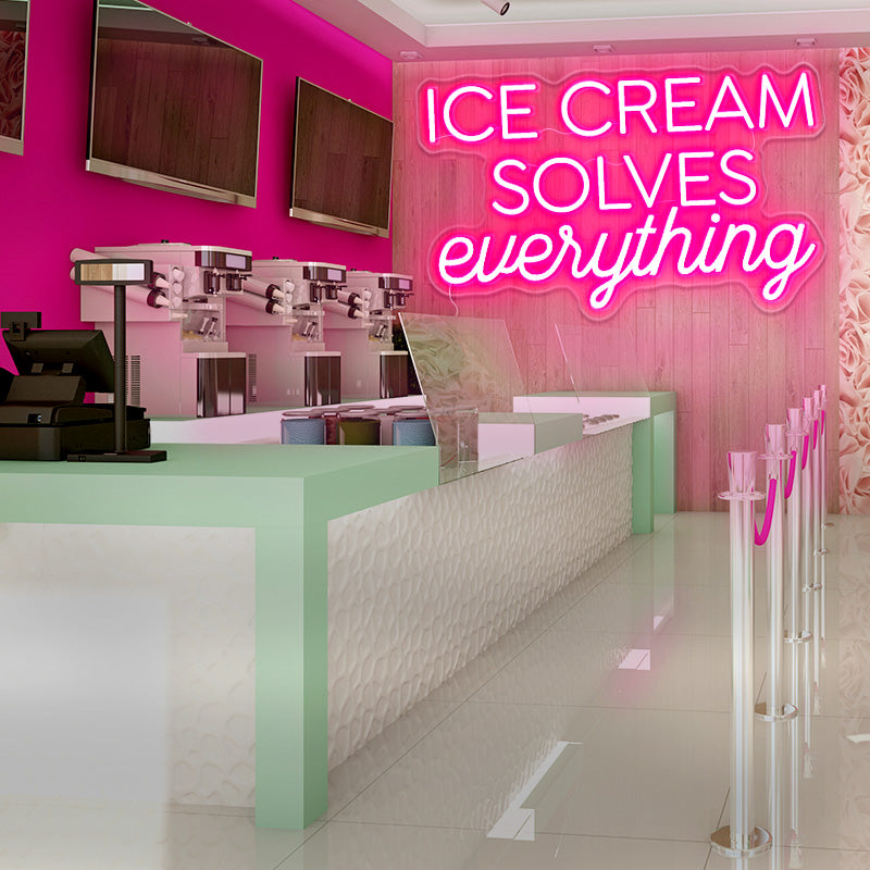 New Ice Cream Solves Everything Pink Poster Acrylic Neon Light Sign 24"x20" 