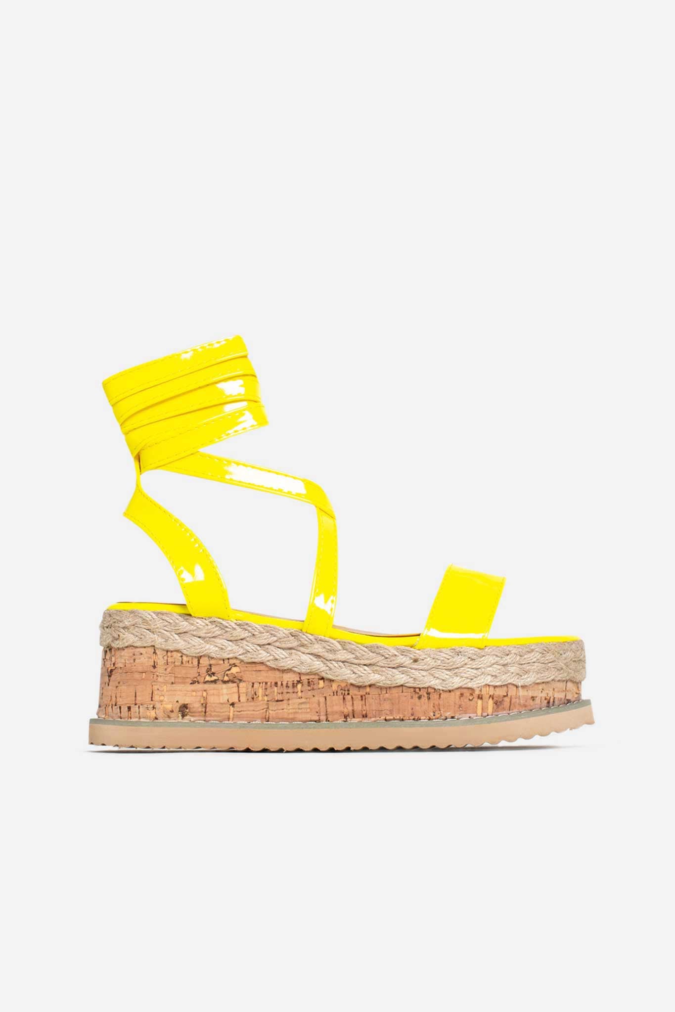 neon yellow wedge heels