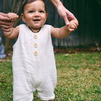 COTTON MUSLIN Romper - OATMEAL