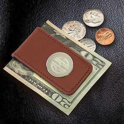 Leather Magnetic Money Clip - Personalized
