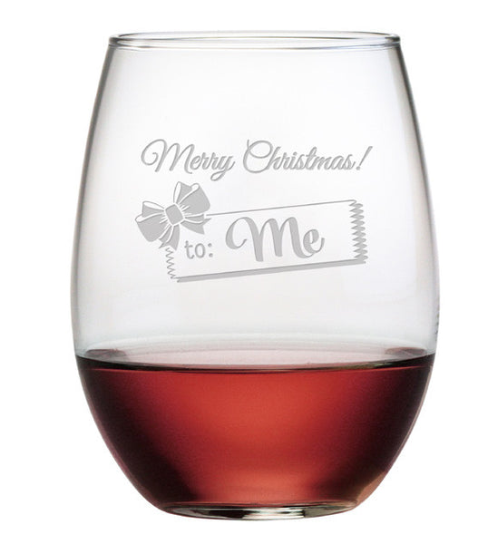 Merry Christmas To Me Stemless Wine Glasses ~ Set Of 4