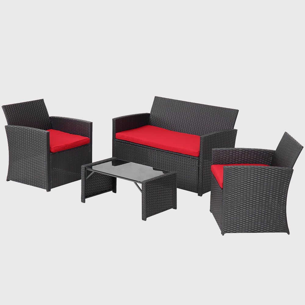 wicker patio furniture red cushions