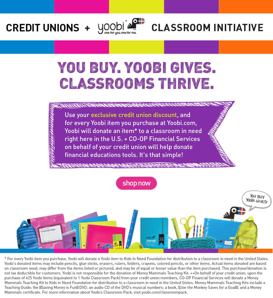 Credit Unions + Yoobi Classroom Initiative