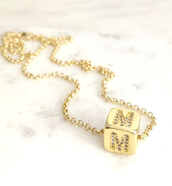 cube letter necklace