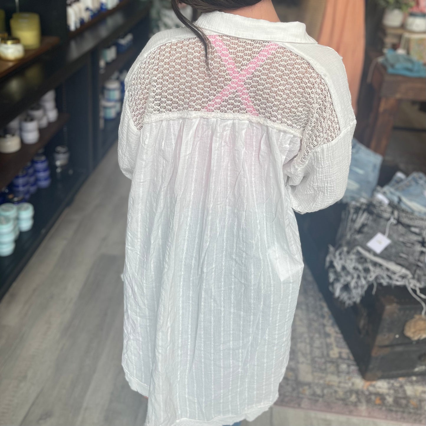 Ivory Oversized Button Up