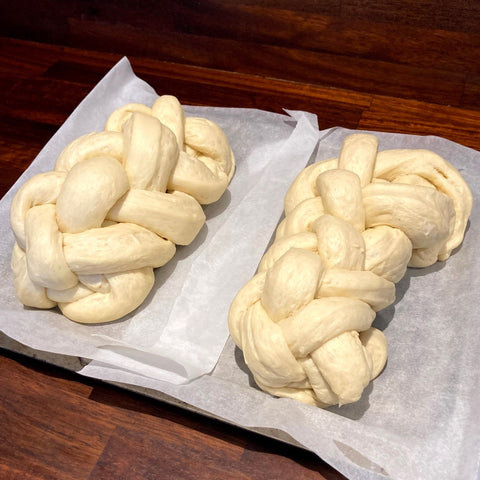 Challah plaited dough