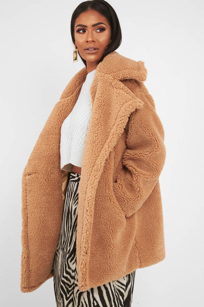 next camel teddy coat