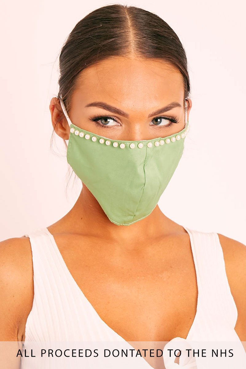 Green Pearl Detail Face Mask - Lula - One Size