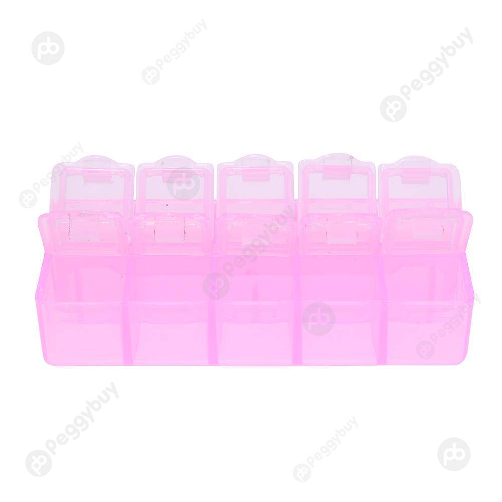 

2Row 10Grid Portable Plastic Square Box Holder Storage Container Case, Pink, 501 Original