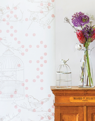 Dotty Bird, Rose & Light Taupe