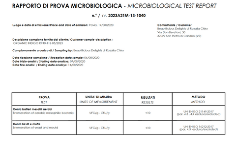 indigo analisi microbiologiche metalli pesanti pesticidi fertilizzanti beautilicious