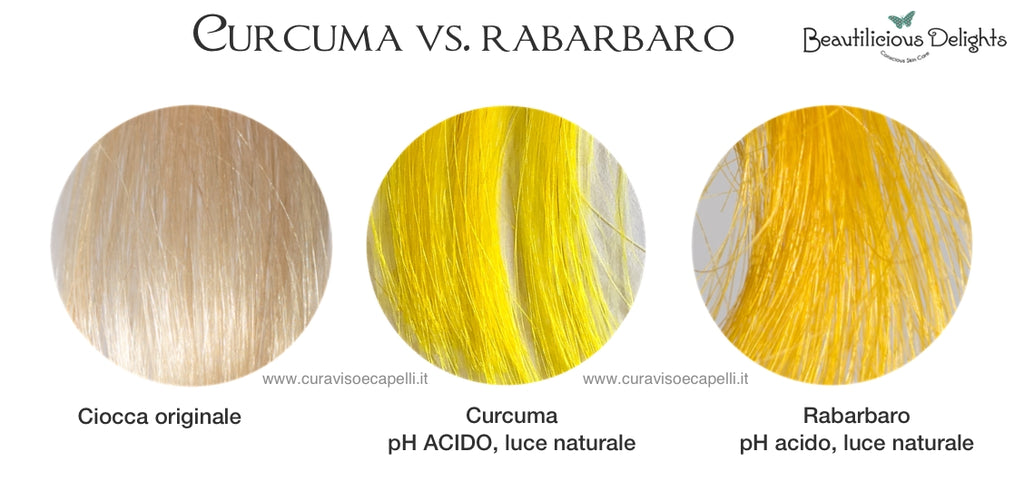 tingere i capelli bianchi con la curcuma rabarbaro